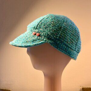 Blue Knit Cap Beret Newsboy Boho Whimsy Feminine One Size